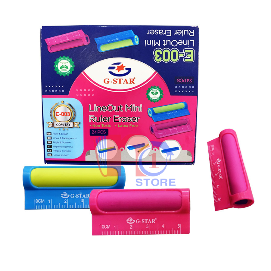 Gôm tẩy chì tích hợp thước kẻ 5cm gstar e003 dạng ống cao cấp