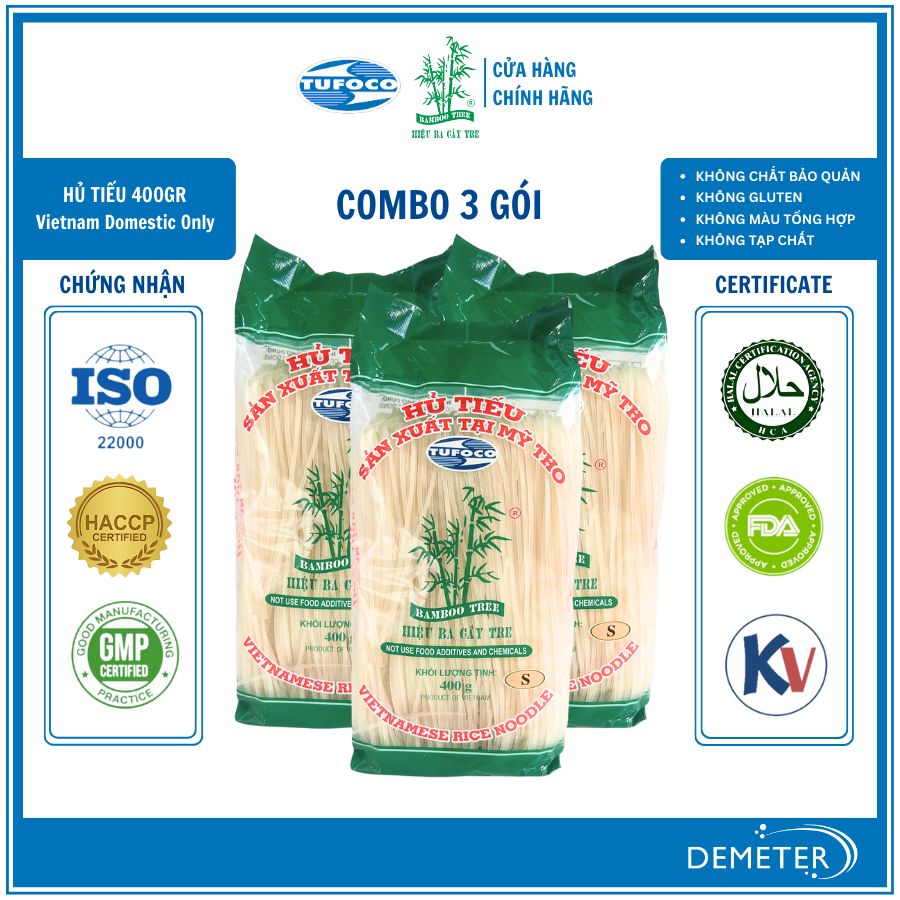 Combo 3 Hủ Tiếu Ba Cây Tre Gói 400G X3