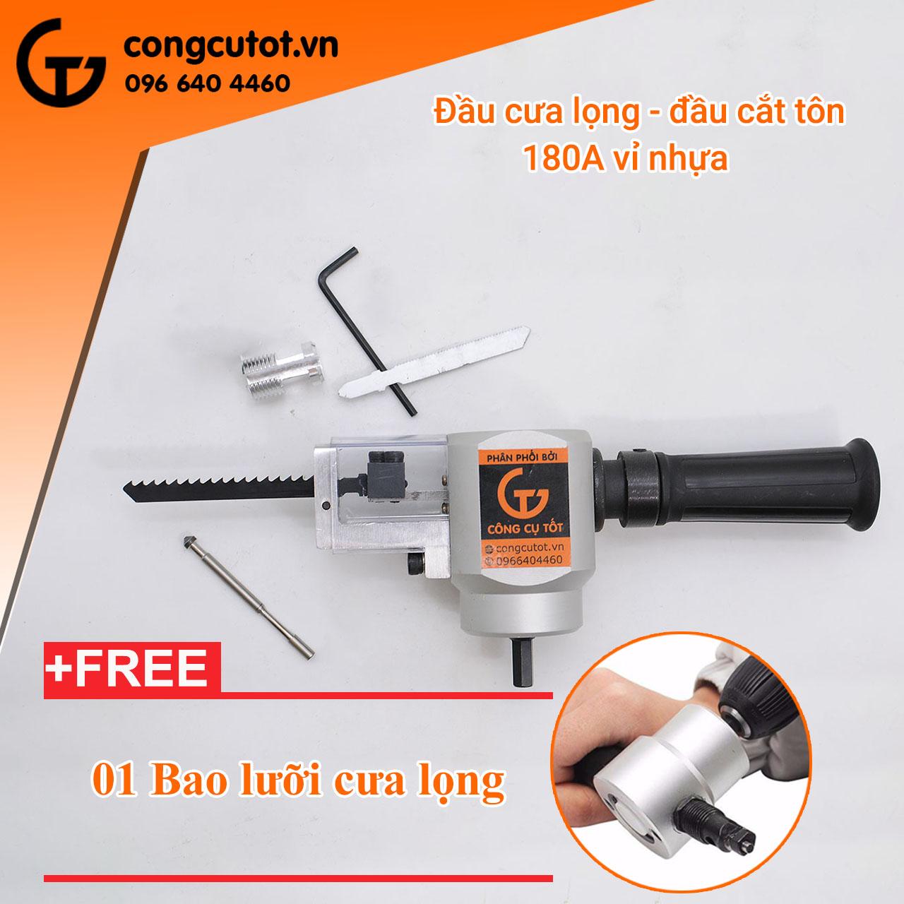 Đầu cưa lọng kèm kít cắt tôn gắn máy khoan vỉ nhựa TẶNG 01 bao lưỡi cưa lọng