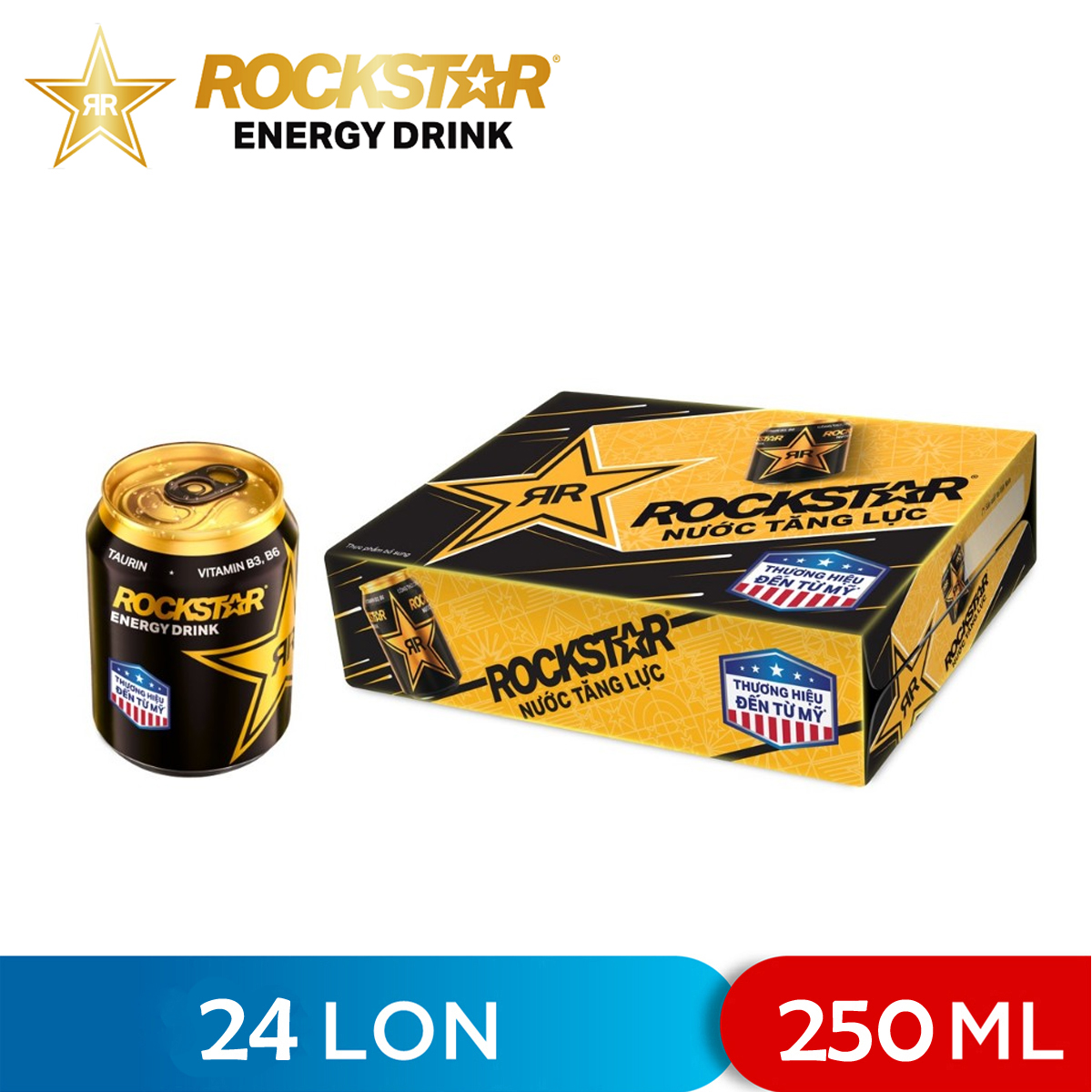 THÙNG 24 LON NƯỚC TĂNG LỰC ENERGY DRINK ROCKSTAR 250ML