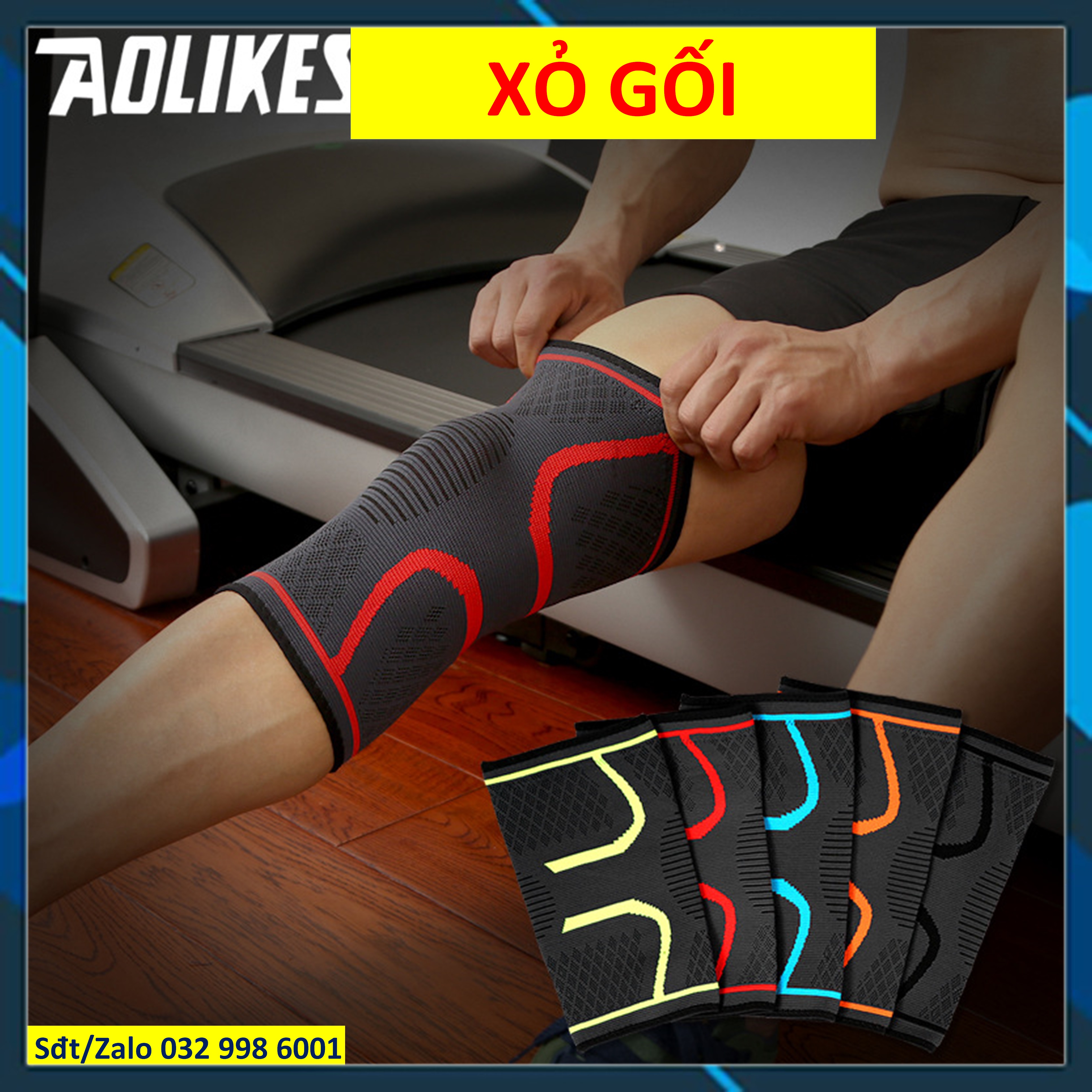 Bó gối thể thao chính hãng Aolikes 7718 Xỏ gối hỗ trợ giảm đau khớp gối Băng gối đi bộ chạy bộ thể thao iese1
