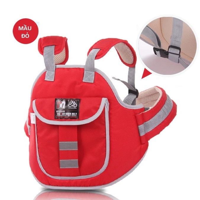 Đai đi xe máy an toàn cho trẻ trước và sau từ 1-5 tuổi - Có túi đeo