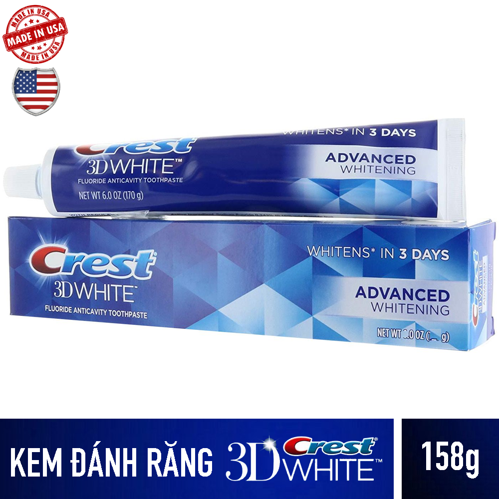Kem đánh răng Crest 3D White Advanced Triple whitening USA 158g - Hàng chính hãng