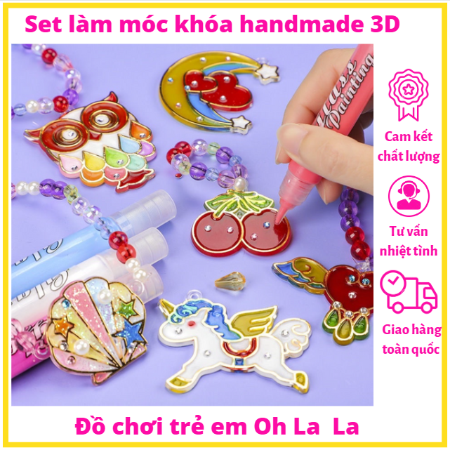 Bộ đồ chơi tự làm móc khoá đính đá 3D handmade cho bé