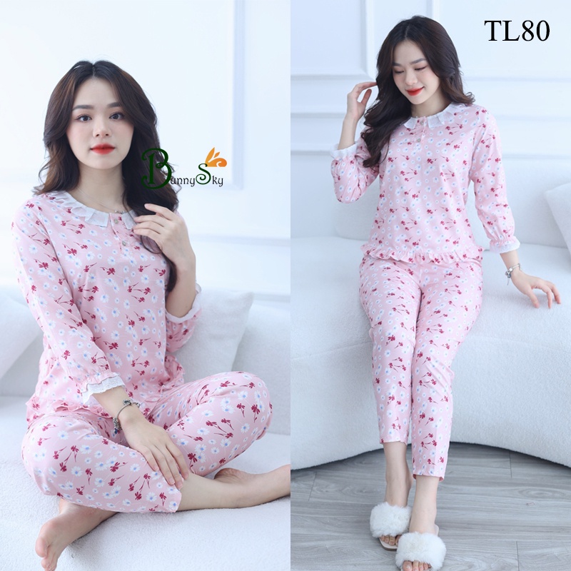 Đồ bộ mặc nhà, đồ bộ nữ mặc nhà, quần áo nữ mẫu cổ hai khuy chất lụa mềm mịn