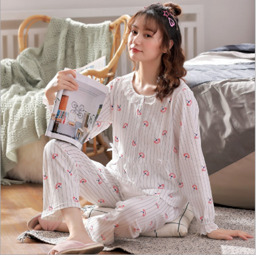 Bộ đồ cotton bầu trước và sau sinh dài tay mặc hè cực mát, thiết kế cho con bú tiện lợi, đẹp, giá rẻ AZ18