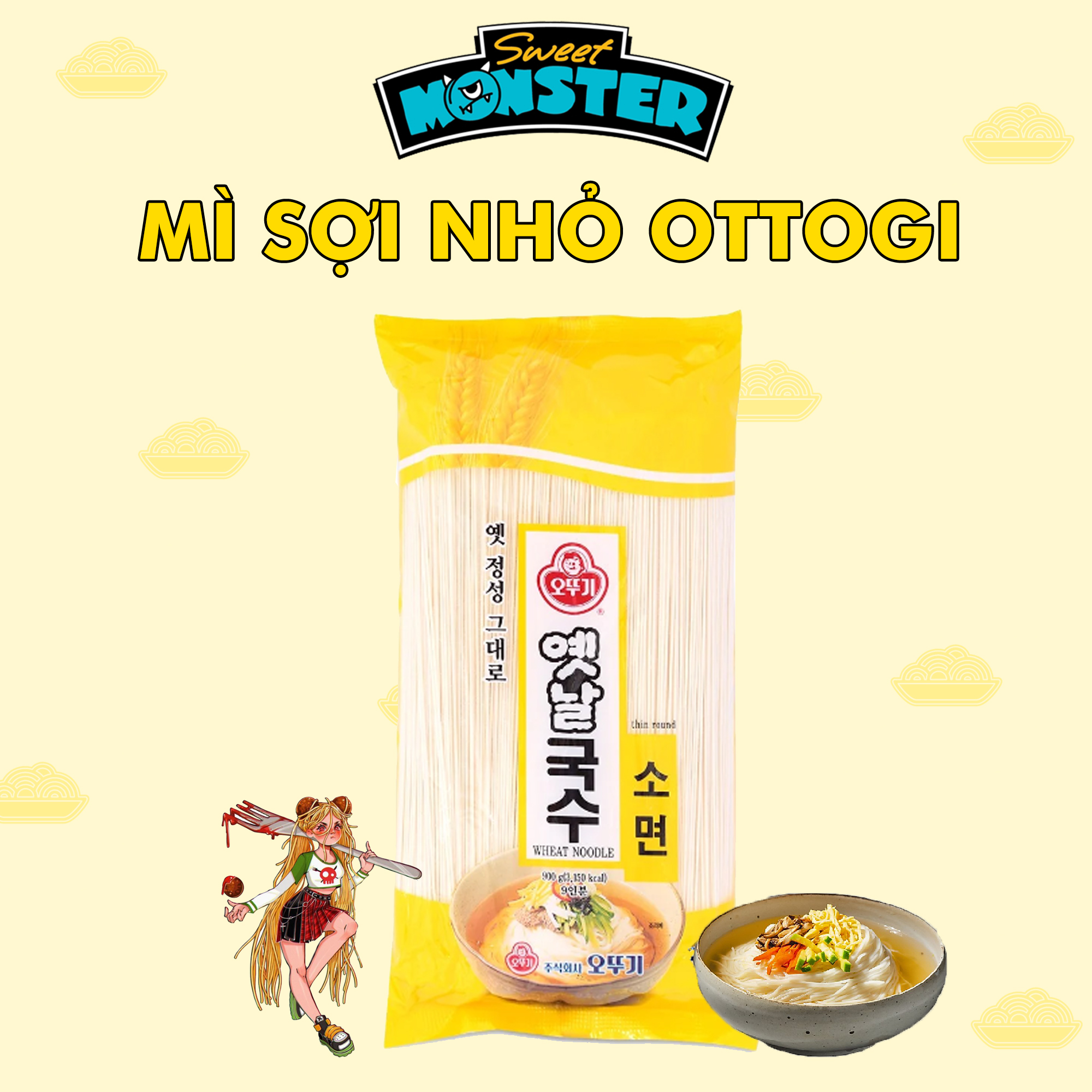 Mì sợi nhỏ ottogi, mì trộn dai mềm hấp dẫn hàn quốc gói 500g - 91301