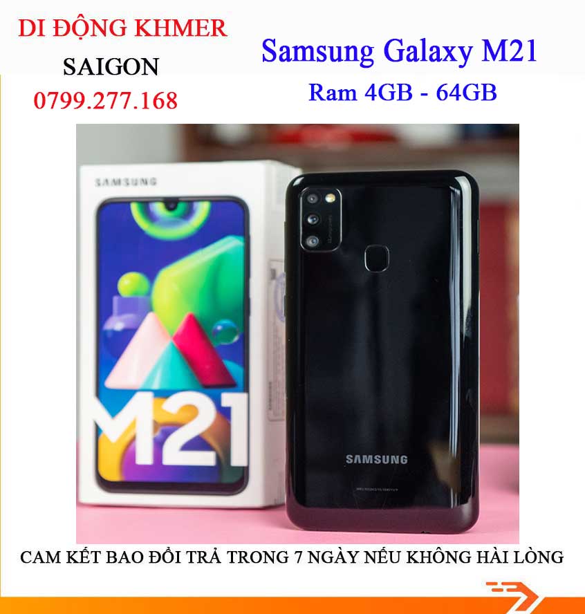 Điện thoại Samsung galaxy M21 Ram 6G bộ nhớ 64GB máy zin full chức năng pin 6000 mAh tặng kèm 1 ốp lưng