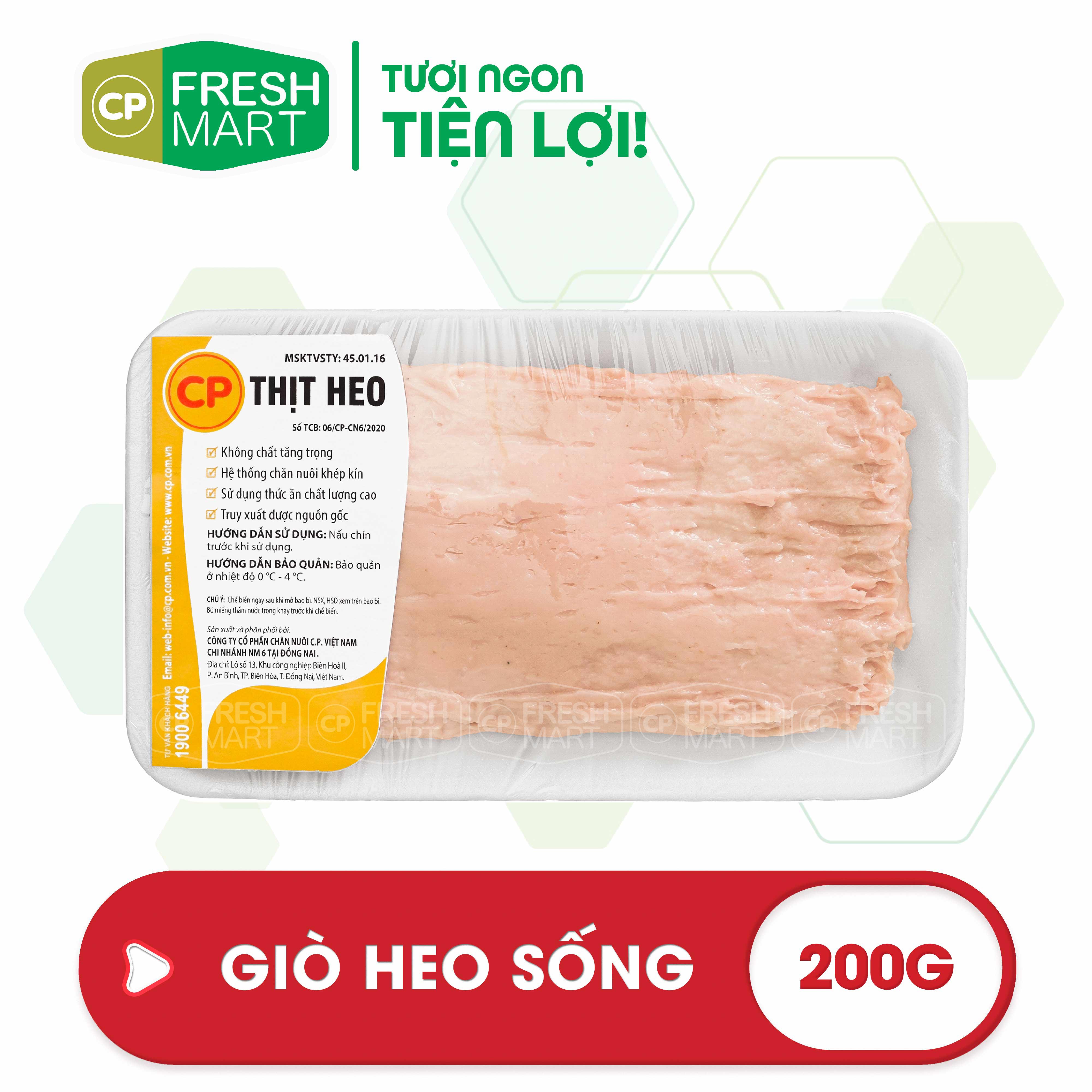Giò sống heo cp 200g - thịt heo cp foods - tươi ngon tiện lợi - cp fresh mart