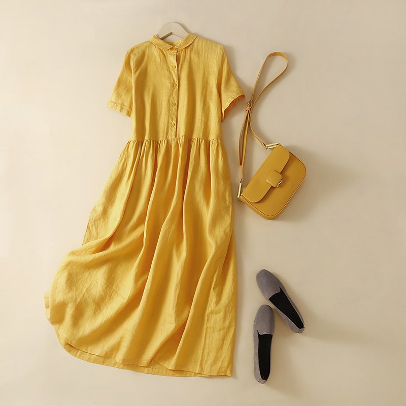 Váy suông - Đầm suông linen Đũi Việt