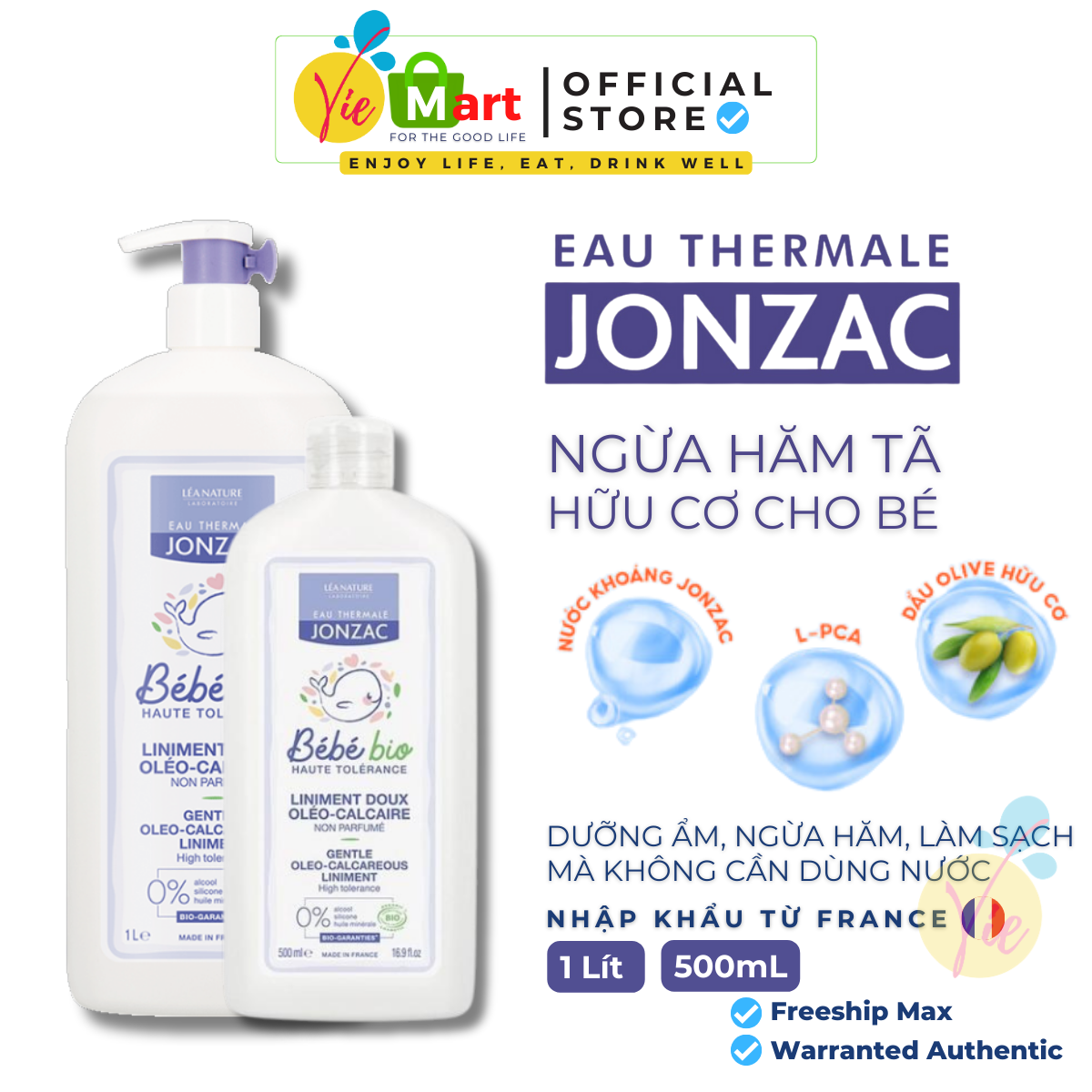 DDVS Ngừa Hăm Tã Hữu Cơ Cho Bé Eau Thermale Jonzac Liniment Oleo-Calcareous