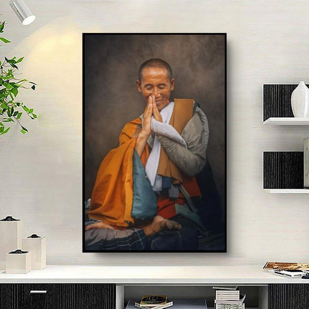 Tranh Treo Tường Hành Trình Bước Chân Phật Giáo - Sư Thầy Thích Minh Tuệ - Tranh Laminate Tráng Gương