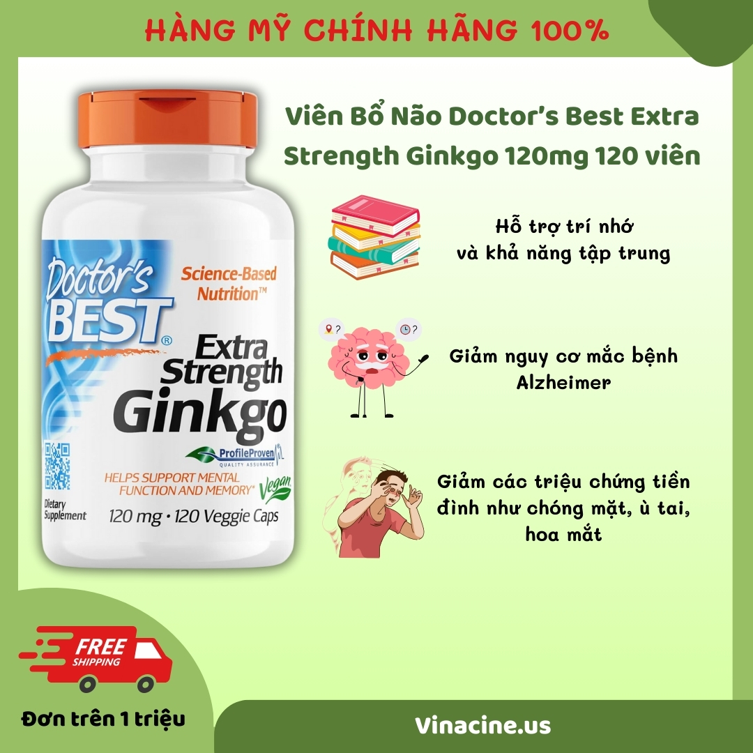 Viên Bổ Não Doctor’s Best Extra Strength Ginkgo 120mg 120 viên