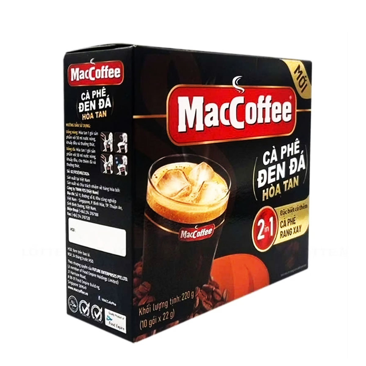  MacCoffee Combo 10 hộp Cà Phê Đen Đá Hòa Tan 2in1 Chuẩn Vị Cà Phê Rang Xay Hộp 10 Gói x 22gr Đặc Biệt Tiện Lợi Năng Lượng Bùng Nổ Tỉnh Táo Tức Thì 