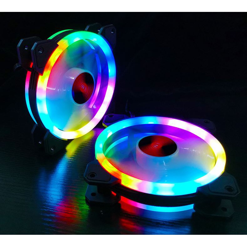 Quạt tản nhiệt coolmoon K2, Fan case led RGB Nhiều màu cắm trực tiếp vào nguồn PC hoặc main