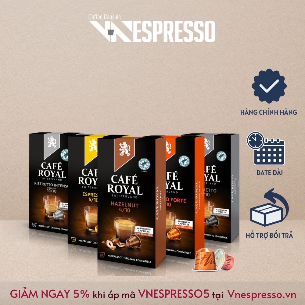 Viên nén cà phê Nespresso compatible Cafe Royal hộp 10 viên