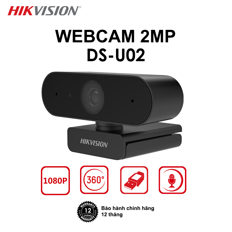 Webcam HIKVISION DS-U02, 1080p, Cảm biến CMOS, Tích Hợp Micro, Quay 360 độ, Hỗ trợ USB 2.0- Hàng Chính Hãng- Bảo hành 24 tháng