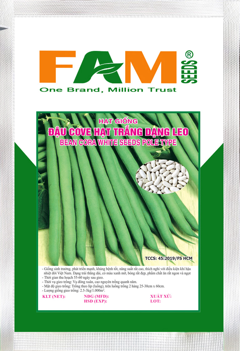 [HCM]Hạt Giống Đậu Cove Hạt  Trắng Dạng Leo - Gói 20gr