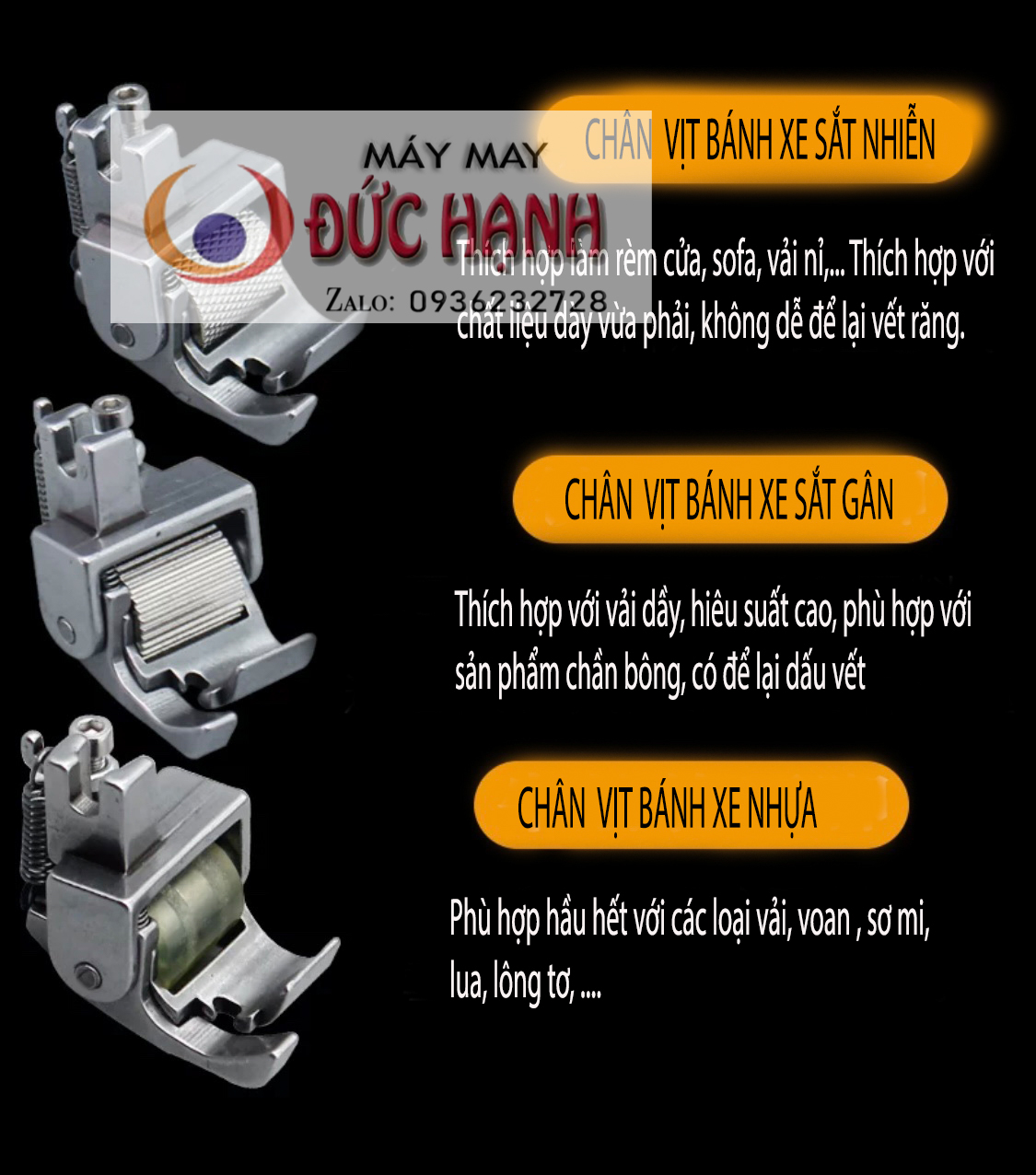 Chân vịt bánh xe may lai chống nhăn máy may công nghiệp