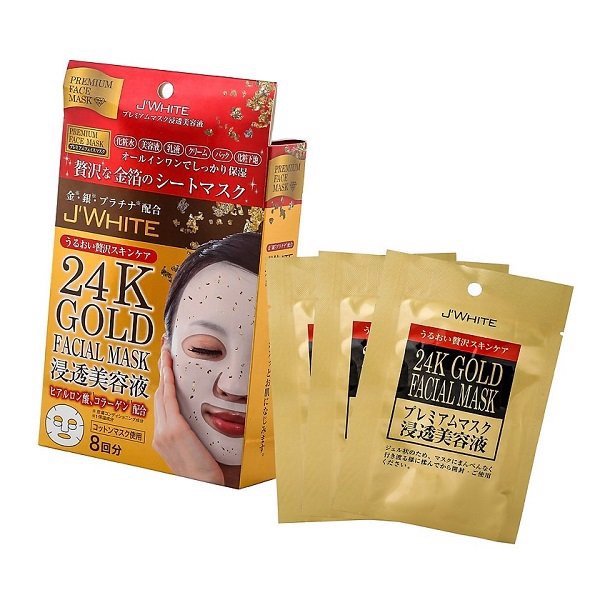 Mặt nạ j'white tinh chất vàng 24k nhật bản hộp/ 8 miếng
