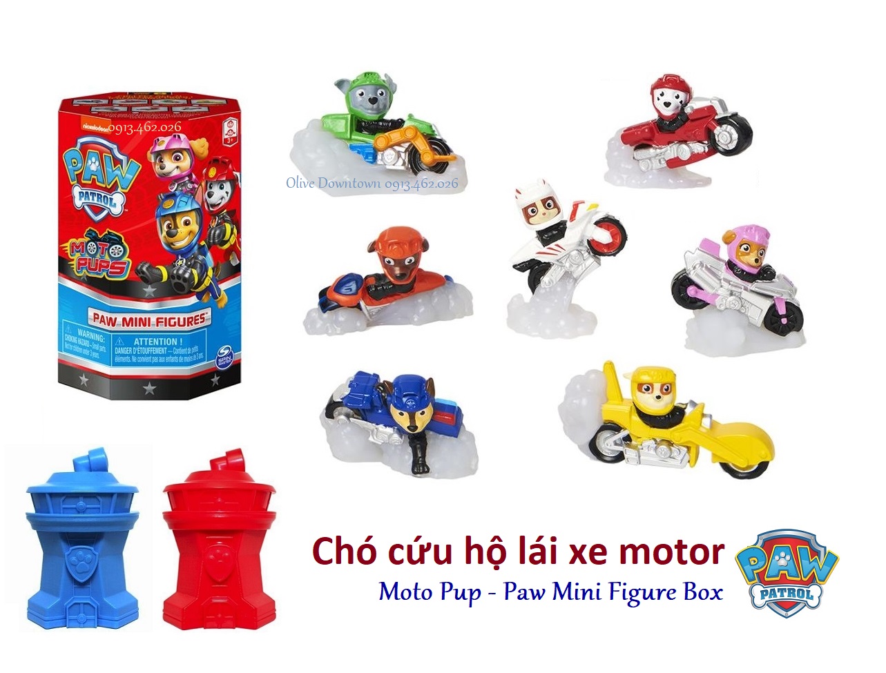 Lẻ 1 hộp - các nhân vật chó cứu hộ lái xe moto - đủ 7 nhân vật chính - paw patrol moto pups playset - chase marshall rubble skye rocky zuma wildcat
