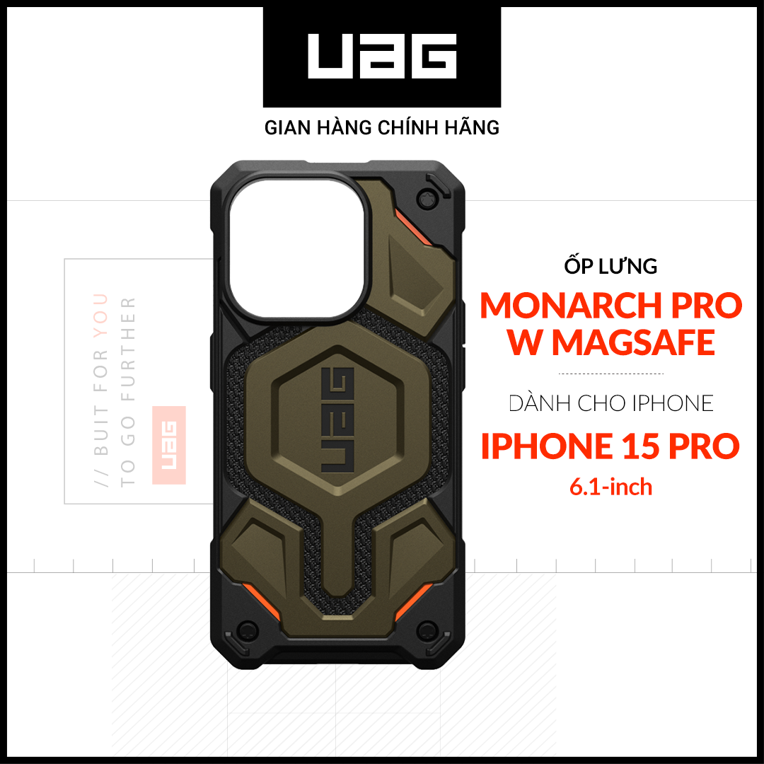 Ốp lưng chống sốc uag monarch pro hỗ trợ sạc magsafe cho iphone 15 pro