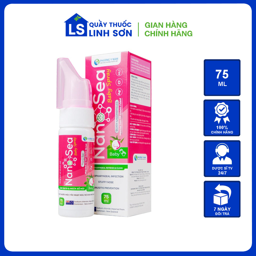 Bình xịt mũi muối biển nano sea baby spray vệ sinh, ngừa sổ mũi cho bé 75ml