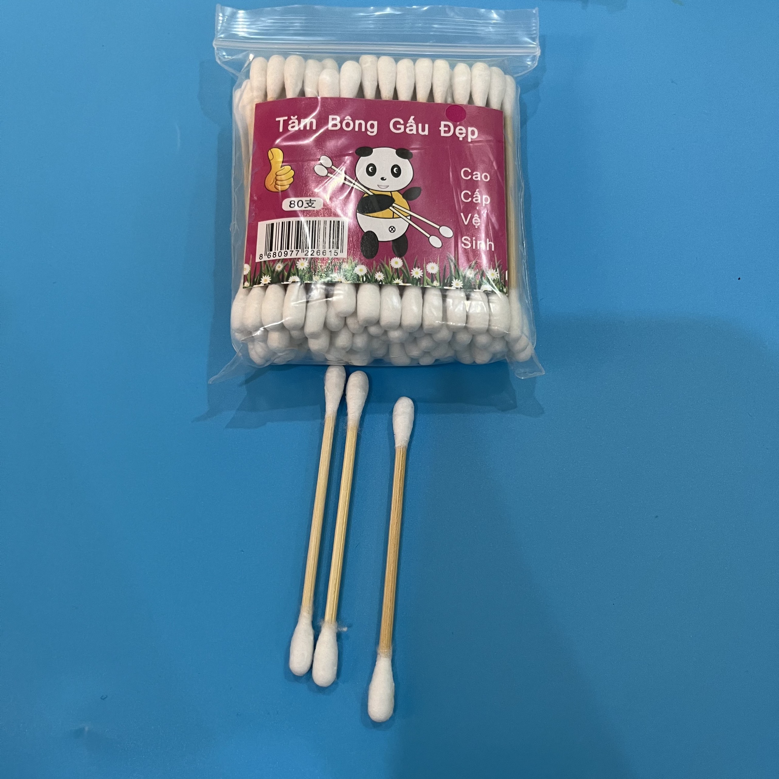 5 gói tăm bông cán gỗ 80 que/túi