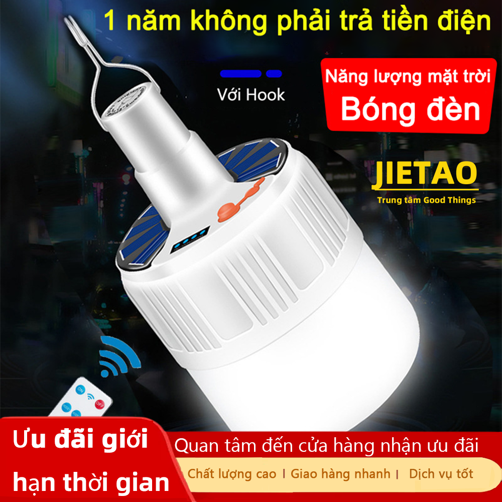 JIETAO Bóng đèn năng lượng mặt trời 150W với màn hình LED và điều khiển từ xa Chức năng chống thấm nước ngoài trời