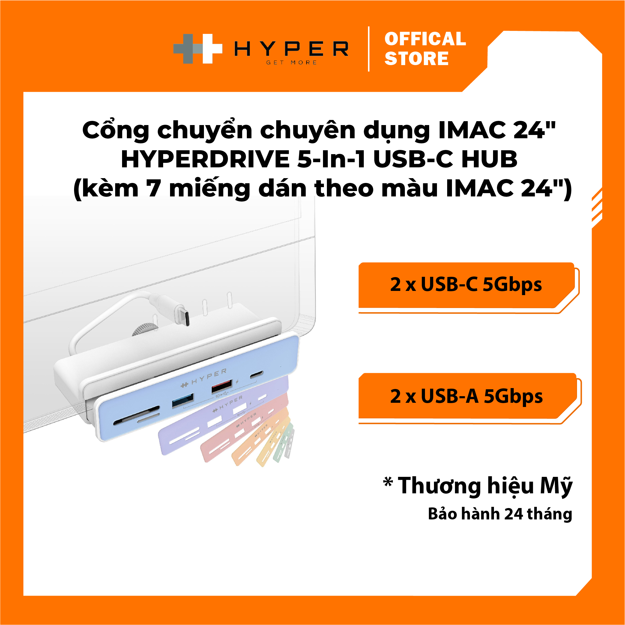 Cổng chuyển chuyên dụng imac 24″ hyperdive 5-in-1 usb-c hub hd34a6
