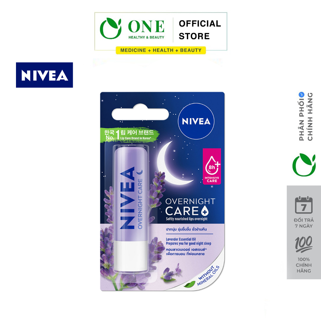 Son dưỡng môi nivea ban đêm lavender cấp ẩm phục hồi 4.8 g
