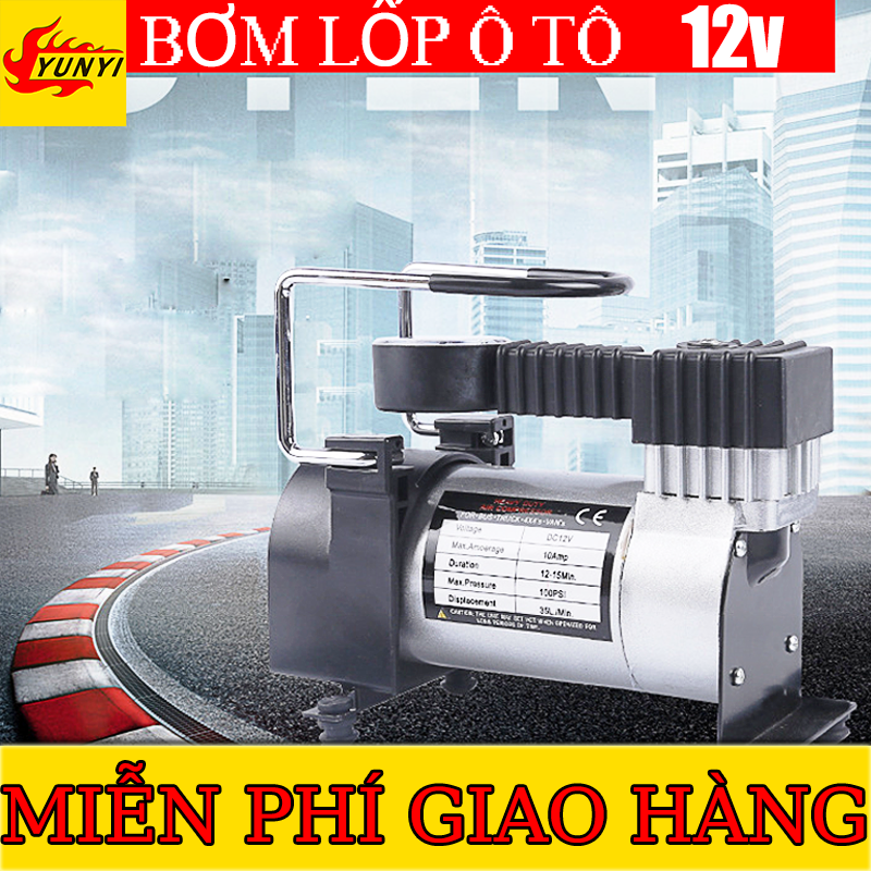 Bơm lốp ô tô 12v,bơm lốp xe máy,máy bơm hơi mini 100psi,bơm hơi Ôtô xe nén khí, xe máy Ô tô xe Đạp bơm lốp xe nhỏ gọn, tiện dụng