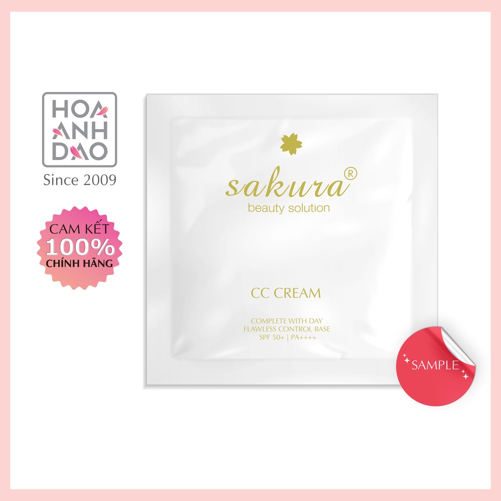 Sample kem trang điểm sakura cc cream flawless control base spf50+ pa++++
