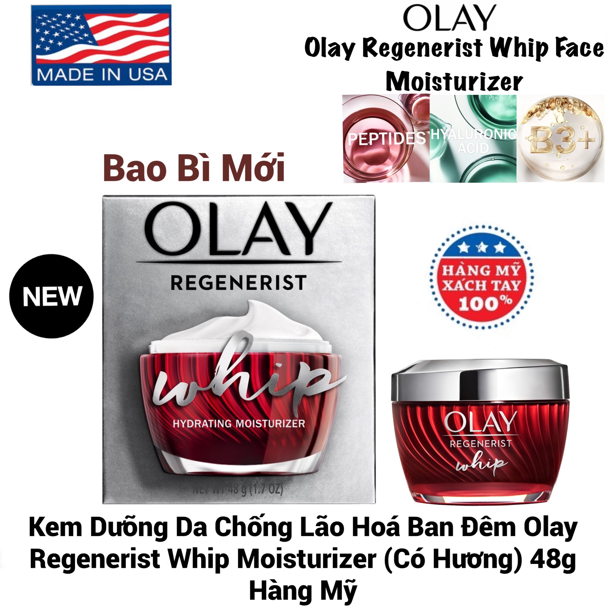Kem Dưỡng Chống Lão Hóa Olay Regenerist Whip Active Moisturizer 48g USA
