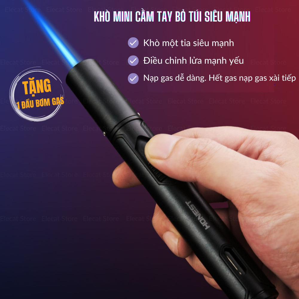 Bật lửa Khò Honest 1 Tia lửa cầm tay chuyên dụng (kim loại) Hột quẹt Lửa khò 1 tia cực mạnh (KHÔNG GAS)