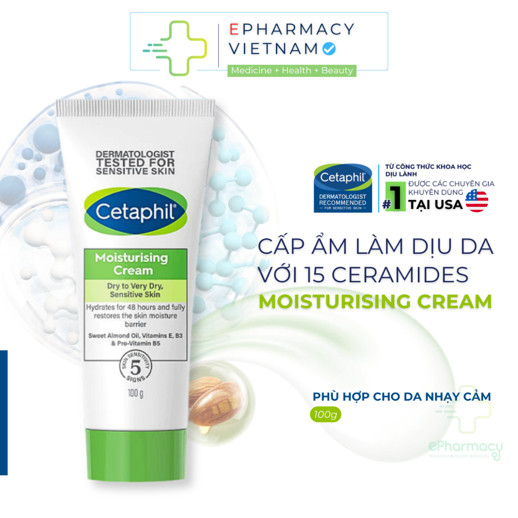 Kem Dưỡng Cetaphil Face and Body Moisturizing Cream Giúp Cấp Ẩm Phục Hồi Da 50g