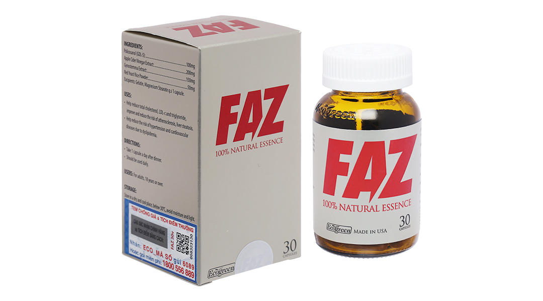 Faz điều hòa mỡ máu, hỗ trợ tim mạch chai 30 viên