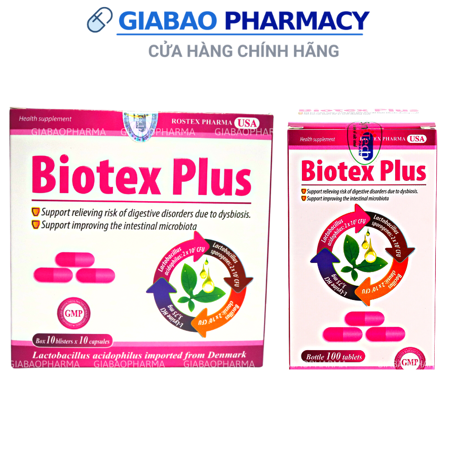 Viên uống Biotex Plus giảm rối loạn tiêu hóa, giảm tiêu chảy, táo bón