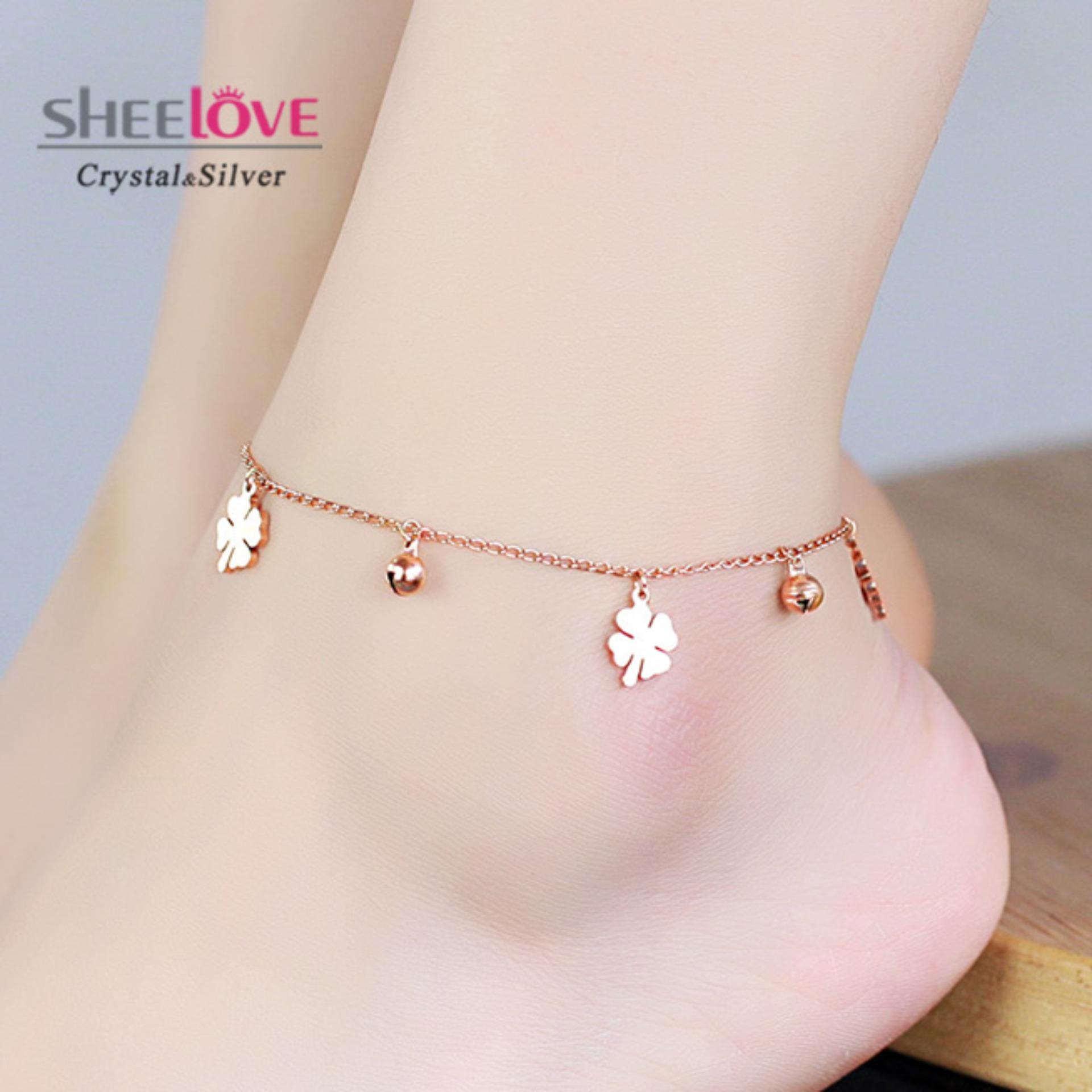 [HCM]Lắc chân nữ Titan 18KGP Cao cấp ngôi sao Lucky Cỏ 4 lá Mẫu mới nhất may mắn Giá tốt Thời trang Hàn Quốc 2019 xinh xắn TG-2066