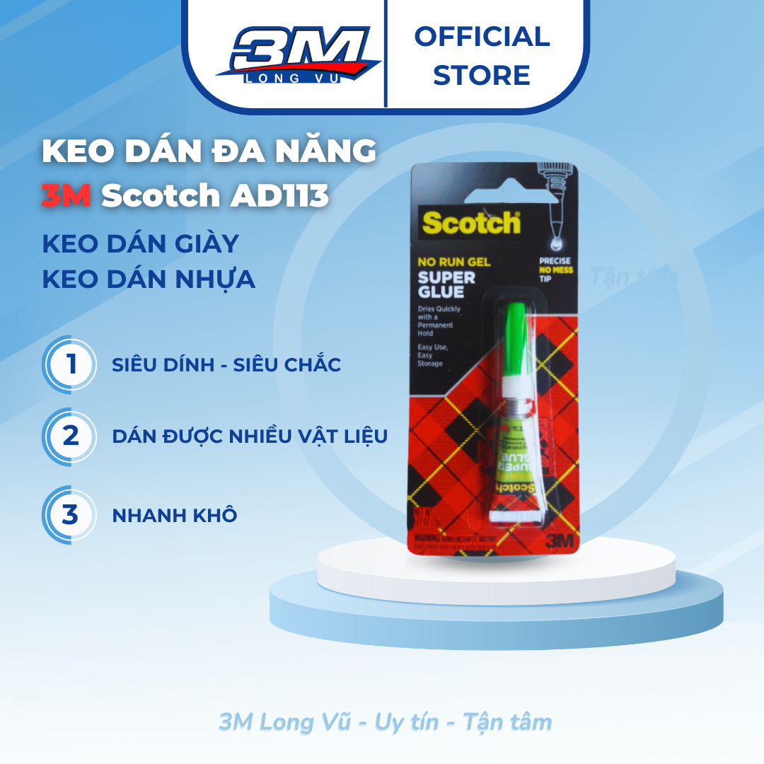 Bộ 3 Chai Keo Dán Giày, Gỗ, Nhựa Đa Năng Siêu Dính 3M Scotch 3M-3M-AD113 - 3M Long Vu