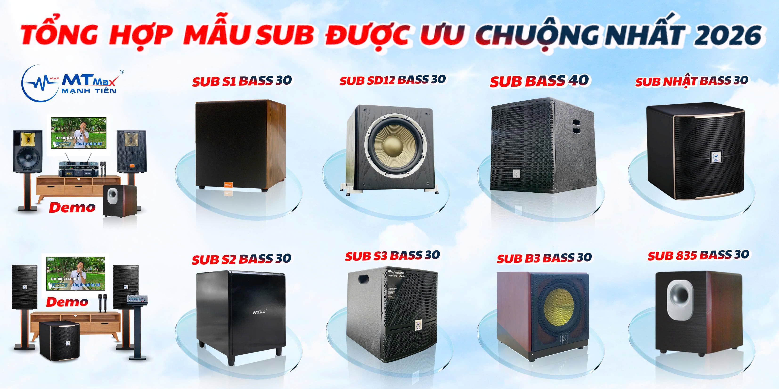 Sub điện bass 30 Phiên bản 2026 MTMAX S1 , S2 , S3 -Tăng lực bass – nâng toàn bộ dàn âm thanh , bảo hành 12 tháng