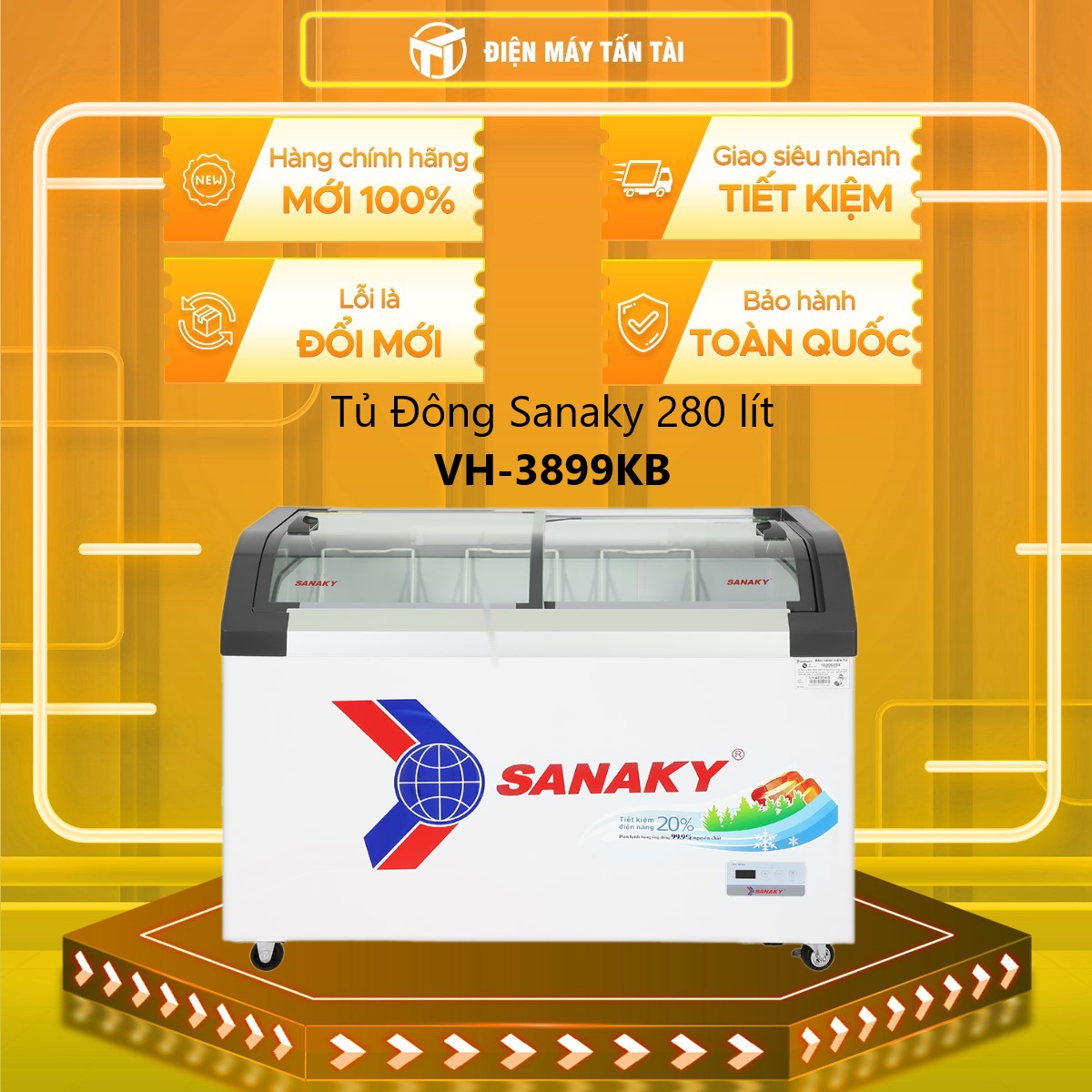 VH-3899KB - Tủ Đông Sanaky 280 lít VH-3899KB. Dàn lạnh bằng đồng - GIAO TOÀN QUỐC - FREESHIP HCM