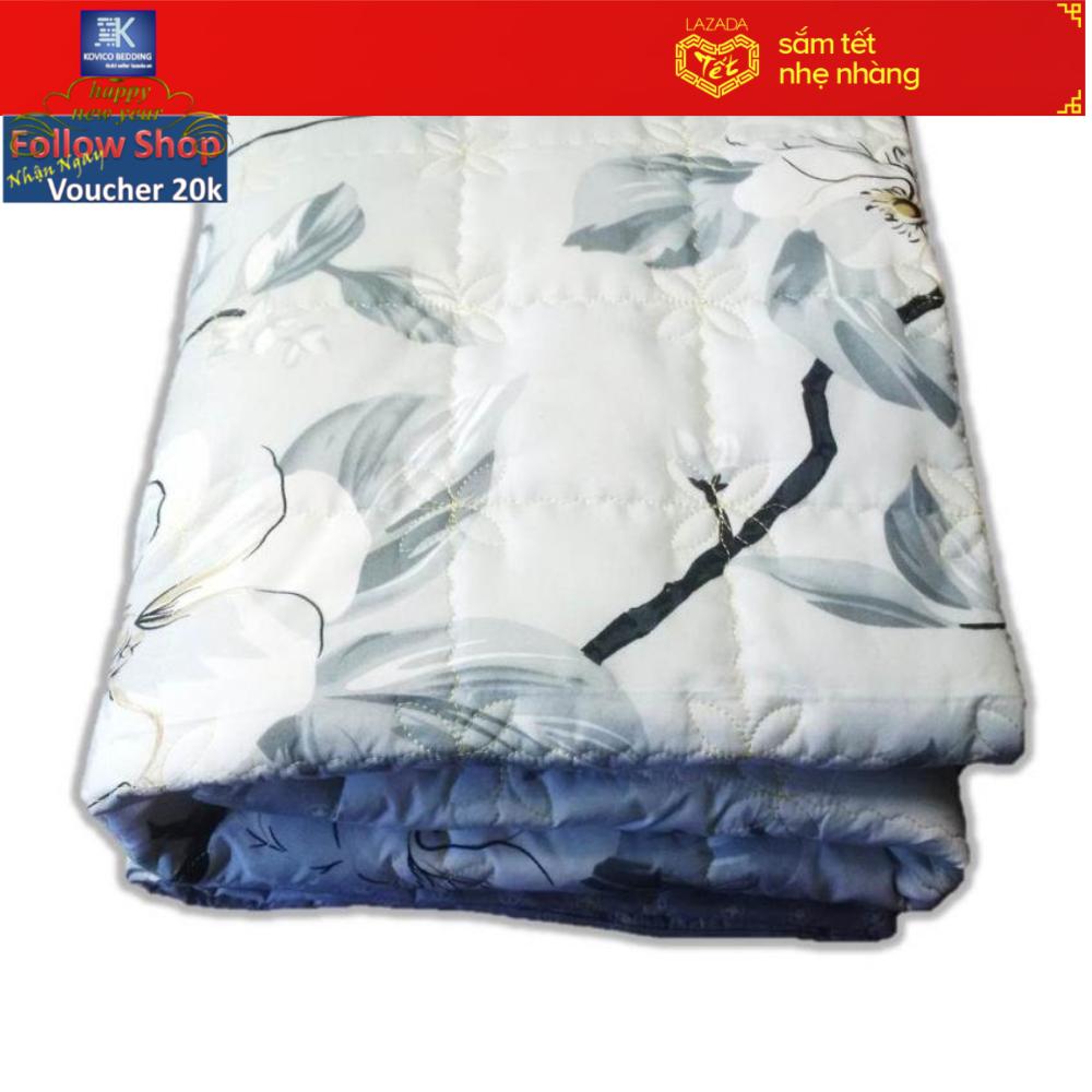 (FreeShip MAX) Mền chần gòn Kovico cotton họa tiết Hoa ban trắng