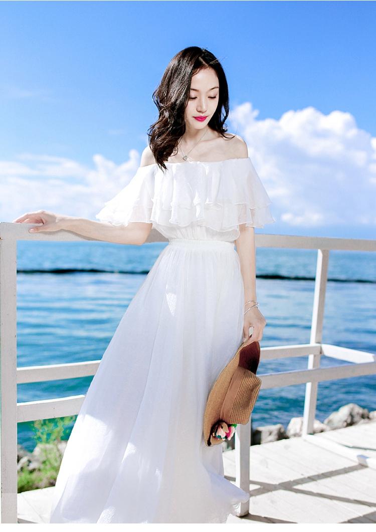 Đầm Xòe Trễ Vai, Váy Đầm Tiểu Màu Trắng Siêu Xinh SAVVY SHOP