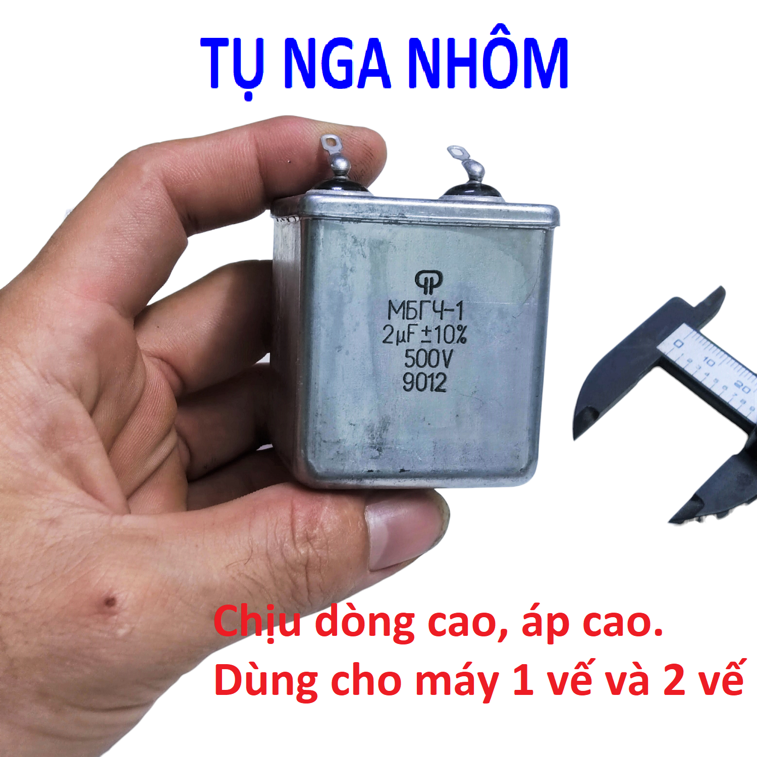 Tụ nga nhôm chuyên dùng gắn cho máy cơ 1 vế và 2 vế. Tụ dầu nga 1uf / 250v và 2uf / 500v loại tốt, chịu tải cao