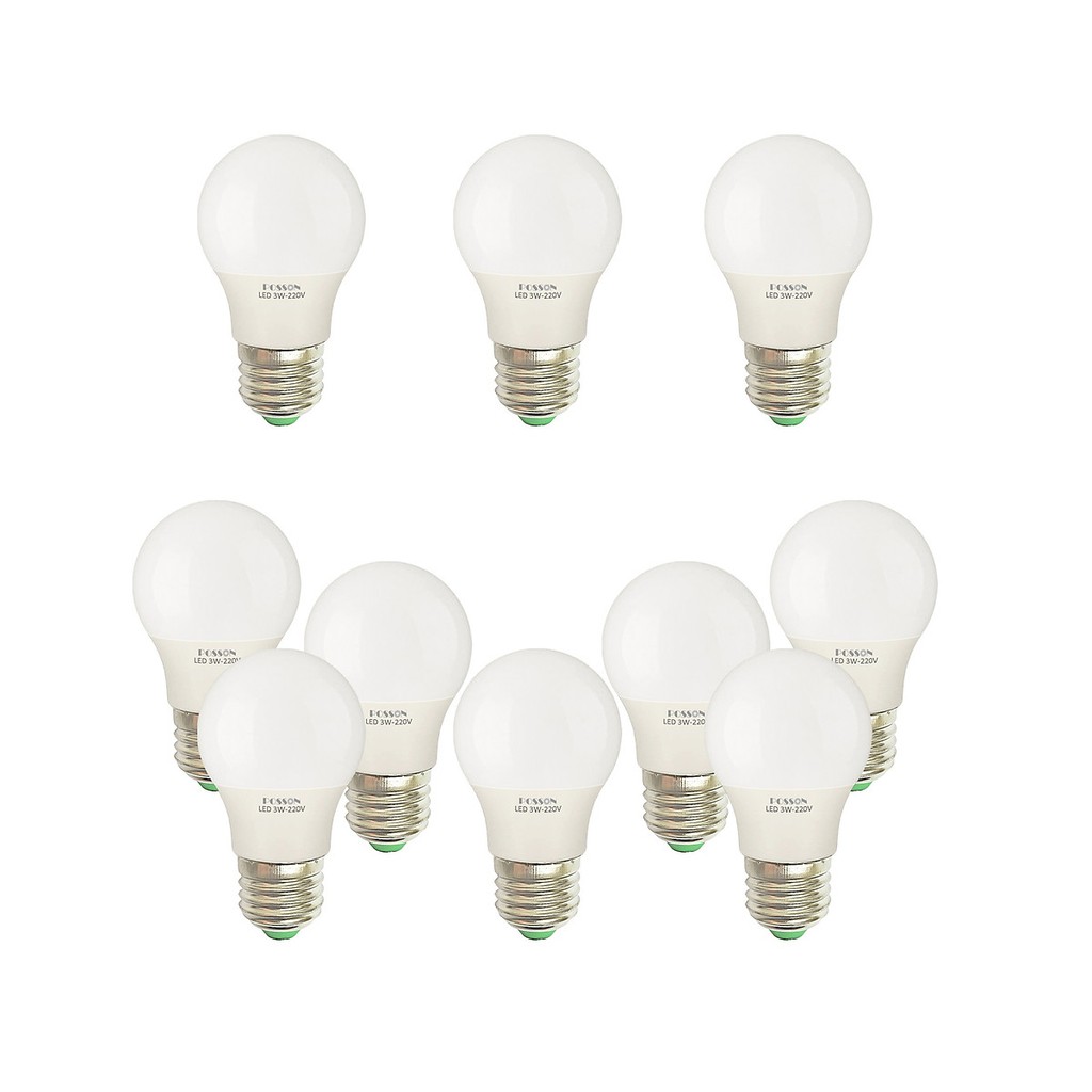 Combo 10 bóng MONSKY LED 3w tiết kiệm tuổi thọ cực cao vỏ nhựa mika cao cấp