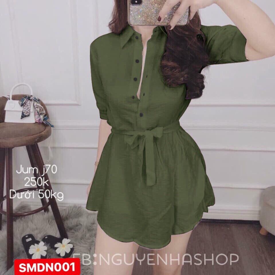 Áo sơ mi phọt dài dây cột eo dễ thương miule