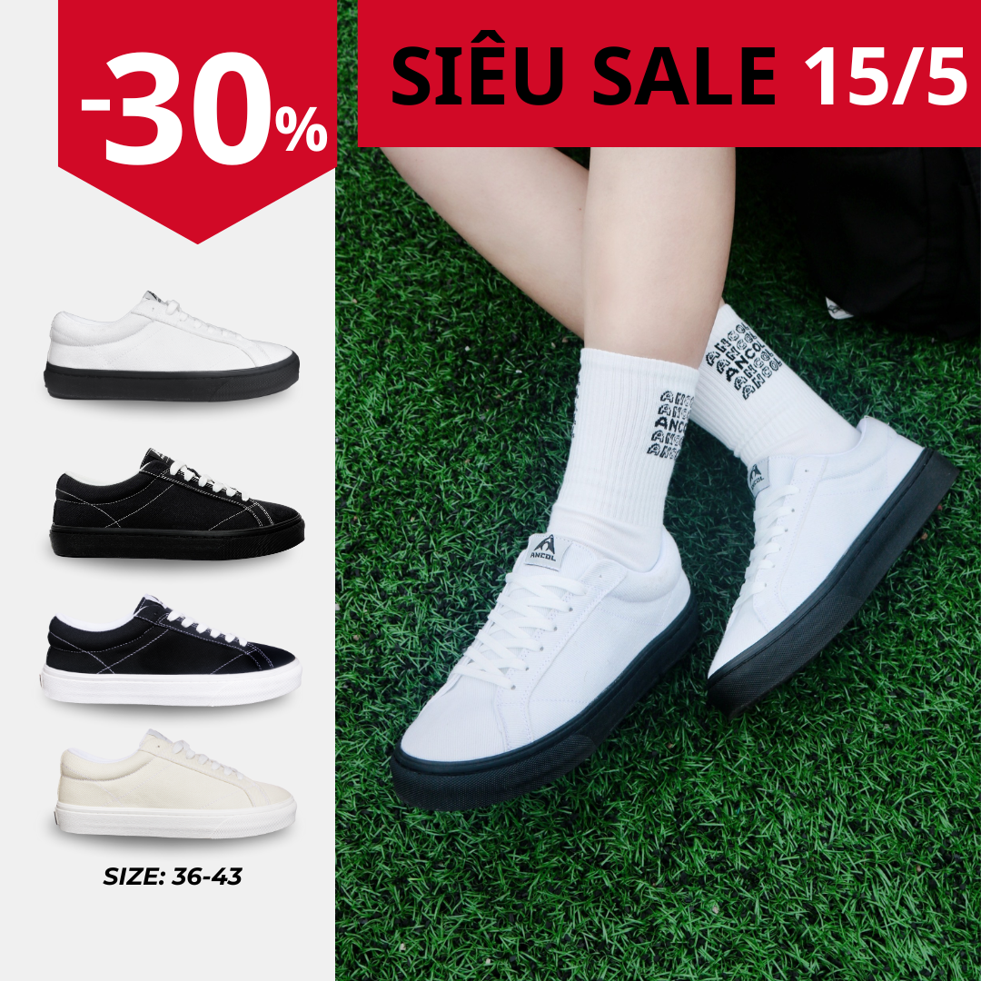 {Siêu cuối tháng} Ancol Giày Sneaker thời trang Ancol Dotline Milestone30 cho Nam Nữ Size 36-43, đế Cao Su, đế bằng đi êm chân.