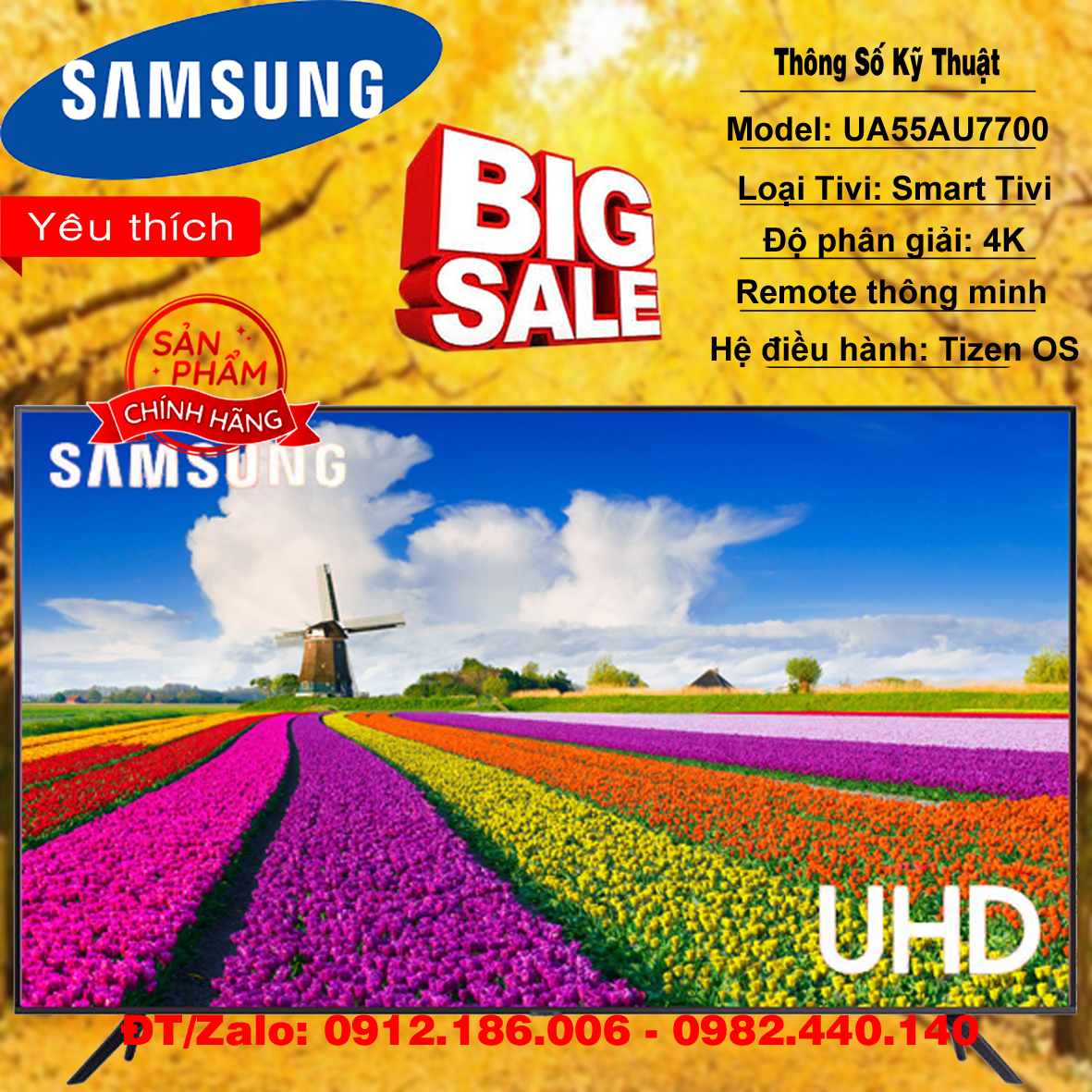 Smart tv crystal uhd samsung 4k 55 inch au7700 2021 - hàng chính hãng