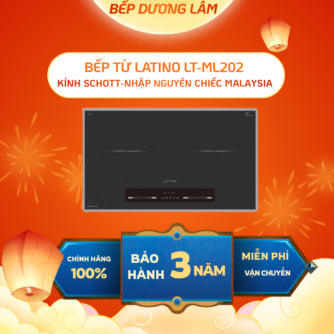 Bếp từ LATINO ML202 | Kính Schott Ceran đức |Tổng công suất 6000W | Nhập khẩu Malaysia | Bảo hành 3 năm
